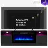 imageFireplace TV Stand with 36quot Electric Fireplace2 Tier TV Console Stand LED Light Entertainment Center for TVs Up to 80quot Fireplace for The Living Room TV StandBlackBlack  Black