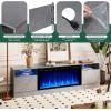 imageFireplace TV Stand with 36quot Electric Fireplace2 Tier TV Console Stand LED Light Entertainment Center for TVs Up to 80quot Fireplace for The Living Room TV StandBlackGray  Black