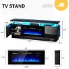 imageFireplace TV Stand with 36quot Electric Fireplace2 Tier TV Console Stand LED Light Entertainment Center for TVs Up to 80quot Fireplace for The Living Room TV StandBlackBlack