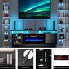imageFireplace TV Stand with 36quot Electric Fireplace2 Tier TV Console Stand LED Light Entertainment Center for TVs Up to 80quot Fireplace for The Living Room TV StandBlackBlack