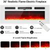 imageFireplace TV Stand with 36quot Electric Fireplace2 Tier TV Console Stand LED Light Entertainment Center for TVs Up to 80quot Fireplace for The Living Room TV StandBlackWhite  White