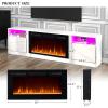 imageFireplace TV Stand with 36quot Electric Fireplace2 Tier TV Console Stand LED Light Entertainment Center for TVs Up to 80quot Fireplace for The Living Room TV StandBlackWhite  Black