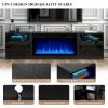 imageFireplace TV Stand with 36quot Electric Fireplace2 Tier TV Console Stand LED Light Entertainment Center for TVs Up to 80quot Fireplace for The Living Room TV StandBlackBlack  Black