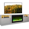 imageFireplace TV Stand with 36quot Electric Fireplace2 Tier TV Console Stand LED Light Entertainment Center for TVs Up to 80quot Fireplace for The Living Room TV StandBlackGray  Black