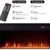 imageFireplace TV Stand with 36quot Electric Fireplace2 Tier TV Console Stand LED Light Entertainment Center for TVs Up to 80quot Fireplace for The Living Room TV StandBlackGray  Black