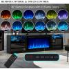 imageFireplace TV Stand with 36quot Electric Fireplace2 Tier TV Console Stand LED Light Entertainment Center for TVs Up to 80quot Fireplace for The Living Room TV StandBlackBlack  Black