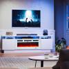 imageFireplace TV Stand with 36quot Electric Fireplace2 Tier TV Console Stand LED Light Entertainment Center for TVs Up to 80quot Fireplace for The Living Room TV StandBlackWhite  White
