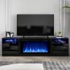 imageFireplace TV Stand with 36quot Electric Fireplace2 Tier TV Console Stand LED Light Entertainment Center for TVs Up to 80quot Fireplace for The Living Room TV StandBlackBlack  Black
