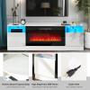 imageFireplace TV Stand with 36quot Electric Fireplace2 Tier TV Console Stand LED Light Entertainment Center for TVs Up to 80quot Fireplace for The Living Room TV StandBlackWhite  Black