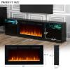 imageFireplace TV Stand with 36quot Electric Fireplace2 Tier TV Console Stand LED Light Entertainment Center for TVs Up to 80quot Fireplace for The Living Room TV StandBlackBlack  Black