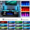 imageFireplace TV Stand with 36quot Electric Fireplace2 Tier TV Console Stand LED Light Entertainment Center for TVs Up to 80quot Fireplace for The Living Room TV StandBlackBlack