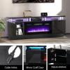 imageFireplace TV Stand with 36quot Electric Fireplace2 Tier TV Console Stand LED Light Entertainment Center for TVs Up to 80quot Fireplace for The Living Room TV StandBlackBlack