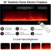 imageFireplace TV Stand with 36quot Electric Fireplace2 Tier TV Console Stand LED Light Entertainment Center for TVs Up to 80quot Fireplace for The Living Room TV StandBlackGray