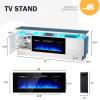 imageFireplace TV Stand with 36quot Electric Fireplace2 Tier TV Console Stand LED Light Entertainment Center for TVs Up to 80quot Fireplace for The Living Room TV StandBlackWhite