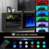 imageFireplace TV Stand with 36quot Electric Fireplace2 Tier TV Console Stand LED Light Entertainment Center for TVs Up to 80quot Fireplace for The Living Room TV StandBlackBlack  Black