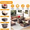 imagePatio Furniture 8 Pieces Outdoor Furniture Set with 40quot Fire Pit Table Wicker Rattan Sectional Conversation Set with Coffee Table for Patio Garden and Backyard Small Size People BrownBrown