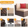 imagePatio Furniture 8 Pieces Outdoor Furniture Set with 40quot Fire Pit Table Wicker Rattan Sectional Conversation Set with Coffee Table for Patio Garden and Backyard Small Size People BrownBrown