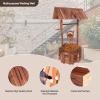 imagePatio Wooden Wishing Bucket Antique Planter with Wooden Barrel for Patio Garden Decoration Brown