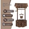 imagePatio Wooden Wishing Bucket Antique Planter with Wooden Barrel for Patio Garden Decoration Brown