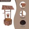 imagePatio Wooden Wishing Bucket Antique Planter with Wooden Barrel for Patio Garden Decoration Brown