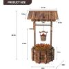 imagePatio Wooden Wishing Bucket Antique Planter with Wooden Barrel for Patio Garden Decoration Brown