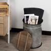 imageRound Country Farmhouse MetalPlated Galvanized Iron Bucket Stool with Wooden Bucket Lid Set of 2