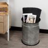 imageRound Country Farmhouse MetalPlated Galvanized Iron Bucket Stool with Wooden Bucket Lid Set of 2