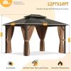 image10x12 Hardtop Gazebo Outdoor Polycarbonate Double Roof Pavilion with Aluminum Frame Netting and Curtains Ideal for Patios Gardens and BackyardsPolycarbonate