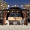 image10x12 Hardtop Gazebo Outdoor Polycarbonate Double Roof Pavilion with Aluminum Frame Netting and Curtains Ideal for Patios Gardens and BackyardsPolycarbonate