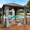 image12 X 16 Hardtop Gazebo with Mosquito Netting and Curtains Outdoor Gazebos with Double Roof Galvanized Steel Permanent Aluminum Gazebo for Gardens Decks Patios Parties10x10Grey Metal Roof
