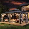 image12 X 16 Hardtop Gazebo with Mosquito Netting and Curtains Outdoor Gazebos with Double Roof Galvanized Steel Permanent Aluminum Gazebo for Gardens Decks Patios Parties12x20Grey Metal Roof