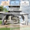 image12 X 16 Hardtop Gazebo with Mosquito Netting and Curtains Outdoor Gazebos with Double Roof Galvanized Steel Permanent Aluminum Gazebo for Gardens Decks Patios Parties12x16Grey Metal Roof