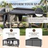 image12 X 16 Hardtop Gazebo with Mosquito Netting and Curtains Outdoor Gazebos with Double Roof Galvanized Steel Permanent Aluminum Gazebo for Gardens Decks Patios Parties12x20Grey Metal Roof