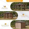 image12 X 16 Hardtop Gazebo with Mosquito Netting and Curtains Outdoor Gazebos with Double Roof Galvanized Steel Permanent Aluminum Gazebo for Gardens Decks Patios Parties10x10Brown Polycarbonate Roof