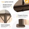 image12 X 16 Hardtop Gazebo with Mosquito Netting and Curtains Outdoor Gazebos with Double Roof Galvanized Steel Permanent Aluminum Gazebo for Gardens Decks Patios Parties10x12Brown Polycarbonate Roof