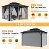 image12 X 16 Hardtop Gazebo with Mosquito Netting and Curtains Outdoor Gazebos with Double Roof Galvanized Steel Permanent Aluminum Gazebo for Gardens Decks Patios Parties10x12Grey Metal Vertical line