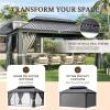 image12 X 16 Hardtop Gazebo with Mosquito Netting and Curtains Outdoor Gazebos with Double Roof Galvanized Steel Permanent Aluminum Gazebo for Gardens Decks Patios Parties12x16Grey Metal Roof