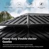 image12x16 FT Hardtop Gazebo Outdoor Double Top Canopy Aluminum Frame Permanent Pavilion with Netting and Curtains Sunshade for Patio Garden LawnsMetal