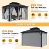 image12x16 FT Hardtop Gazebo Outdoor Double Top Canopy Aluminum Frame Permanent Pavilion with Netting and Curtains Sunshade for Patio Garden LawnsMetal