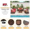 image13 Pieces Patio Furniture Set with 44Fire Pit Table Outdoor Wicker Rattan Conversation Set Include Sofa Cover Patio Sectional Sofa Set for Garden Backyard Deck RedRed