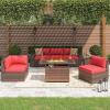 image13 Pieces Patio Furniture Set with 44Fire Pit Table Outdoor Wicker Rattan Conversation Set Include Sofa Cover Patio Sectional Sofa Set for Garden Backyard Deck RedRed