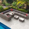 image15Piece Patio Furniture Set with 40quot Fire Pit Table Outdoor Wicker Rattan Sectional Conversation Set for Patios Gardens and Backyards Gray