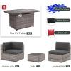 image15Piece Patio Furniture Set with 40quot Fire Pit Table Outdoor Wicker Rattan Sectional Conversation Set for Patios Gardens and Backyards Gray