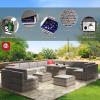 image15Piece Patio Furniture Set with 40quot Fire Pit Table Outdoor Wicker Rattan Sectional Conversation Set for Patios Gardens and Backyards Gray