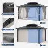imageHardtop Gazebo 10FTx12FT Polycarbonate Double Top Canopy Aluminum Frame Permanent Pavilion with Curtains and Netting for Lawns Patios GardensMetal