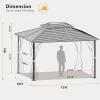 imageHardtop Gazebo 10FTx12FT Polycarbonate Double Top Canopy Aluminum Frame Permanent Pavilion with Curtains and Netting for Lawns Patios GardensMetal