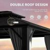 imageHardtop Gazebo 10FTx12FT Polycarbonate Double Top Canopy Aluminum Frame Permanent Pavilion with Curtains and Netting for Lawns Patios GardensMetal