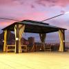 imageHardtop Gazebo 10FTx12FT Polycarbonate Double Top Canopy Aluminum Frame Permanent Pavilion with Curtains and Netting for Lawns Patios GardensPolycarbonate