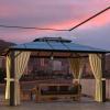 imageHardtop Gazebo 10FTx12FT Polycarbonate Double Top Canopy Aluminum Frame Permanent Pavilion with Curtains and Netting for Lawns Patios GardensPolycarbonate