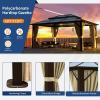 imageHardtop Gazebo 10FTx12FT Polycarbonate Double Top Canopy Aluminum Frame Permanent Pavilion with Curtains and Netting for Lawns Patios GardensPolycarbonate